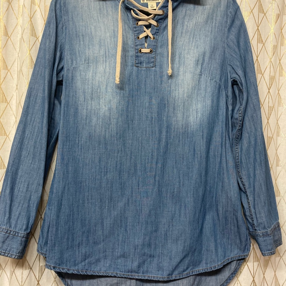 Ruff Hewn Denim Lace-Up Women's Top